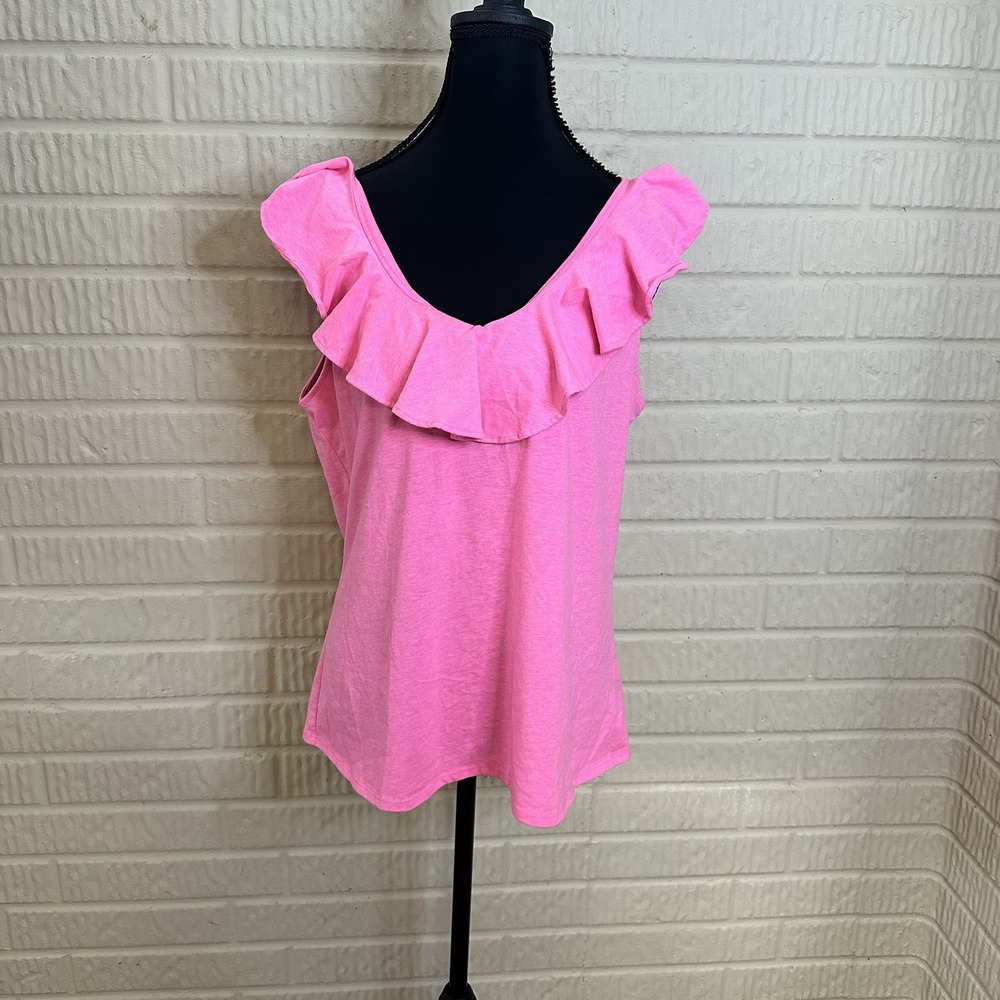 Lilly Pulitzer Alessa Ruffle Tank Top in Paradise Pink Sz L Vacation Preppy